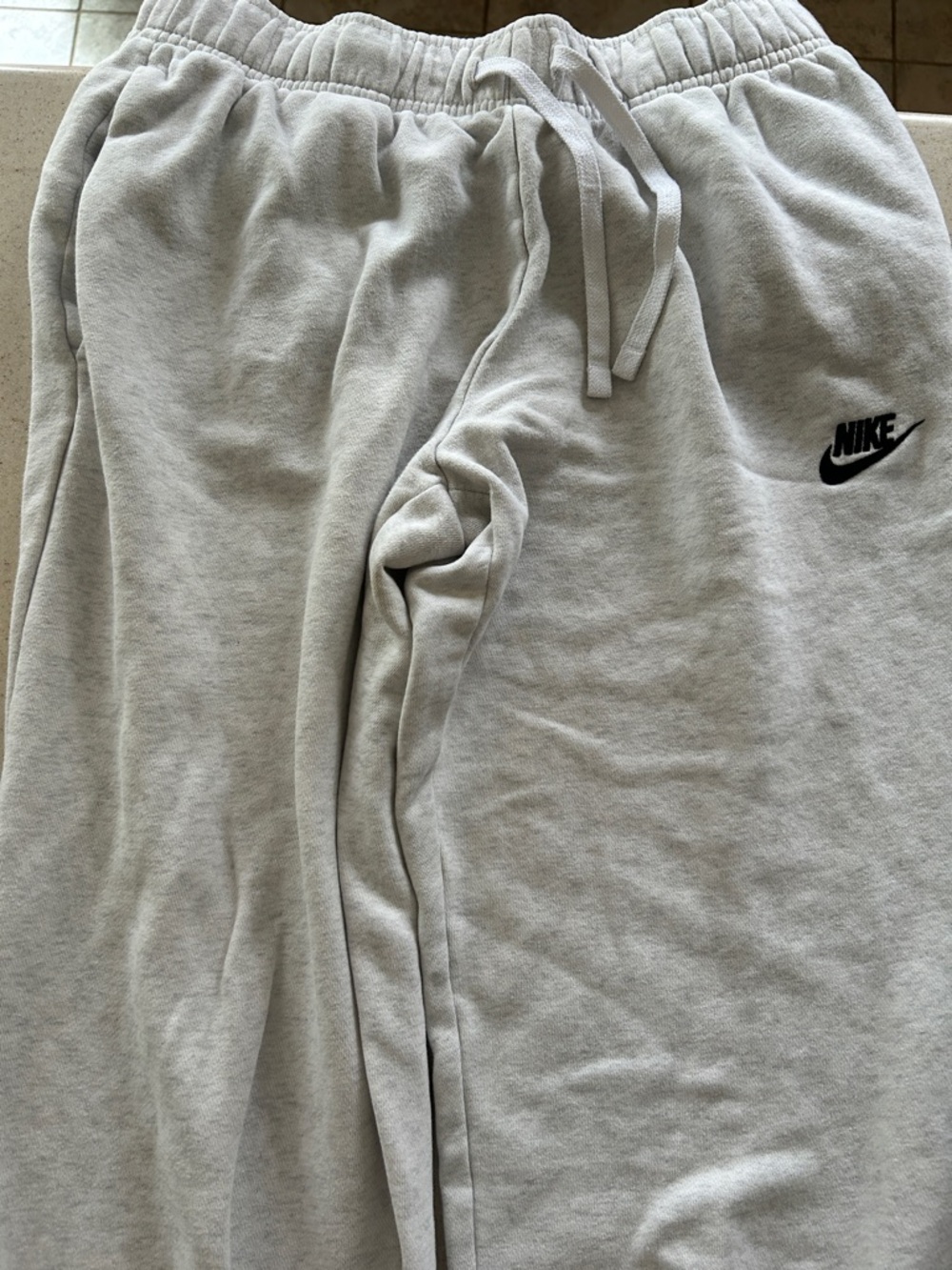 Nike Light Gray Jogger Sweatpants with Black Swoosh